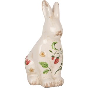 Clayre & Eef 6CE1960M Dekoracyjny królik ceramiczny beżowo-czerwony 13x10x21 cm