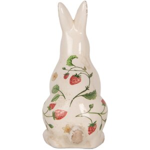 Clayre & Eef 6CE1960M Dekoracyjny królik ceramiczny beżowo-czerwony 13x10x21 cm