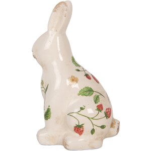 Clayre & Eef 6CE1960M Dekoracyjny królik ceramiczny beżowo-czerwony 13x10x21 cm