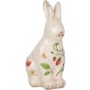 Clayre & Eef 6CE1960M Dekoracyjny królik ceramiczny beżowo-czerwony 13x10x21 cm