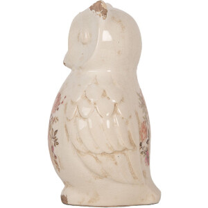 Clayre & Eef 6CE1961L Sowa dekoracyjna ceramiczna beżowo-różowa 13x12x22 cm