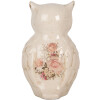 Clayre & Eef 6CE1961L Sowa dekoracyjna ceramiczna beżowo-różowa 13x12x22 cm