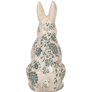 Clayre & Eef 6CE1955L Dekoracyjny królik ceramiczny beżowo-zielony 16x12x28 cm