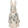 Clayre & Eef 6CE1955L Dekoracyjny królik ceramiczny beżowo-zielony 16x12x28 cm