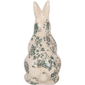 Clayre & Eef 6CE1955M Królik dekoracyjny beżowo-zielony kwiatowy wzór 13x10x21 cm
