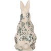Clayre & Eef 6CE1955M Królik dekoracyjny beżowo-zielony kwiatowy wzór 13x10x21 cm