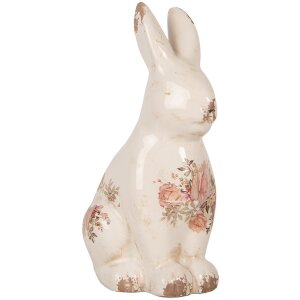 Clayre & Eef 6CE1957M Królik dekoracyjny beżowo-różowy 13x10x21 cm ceramiczny