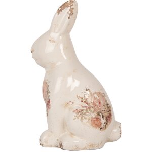 Clayre & Eef 6CE1957M Królik dekoracyjny beżowo-różowy 13x10x21 cm ceramiczny
