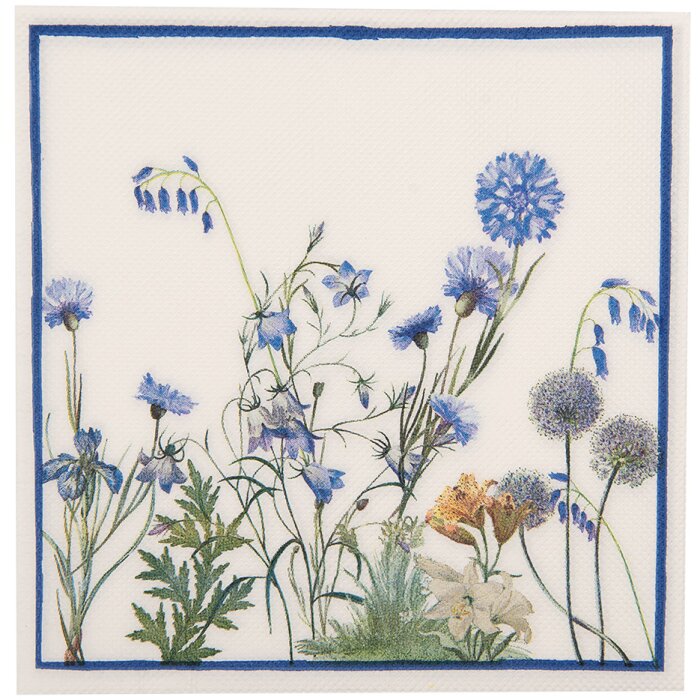 Clayre & Eef 73075 Serwetki papierowe biało-niebieskie 33x33 cm 20 szt.