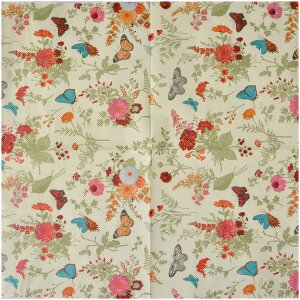 Clayre & Eef 73081 Serwetki papierowe 33x33 cm Beżowo-różowy motyw kwiatowy
