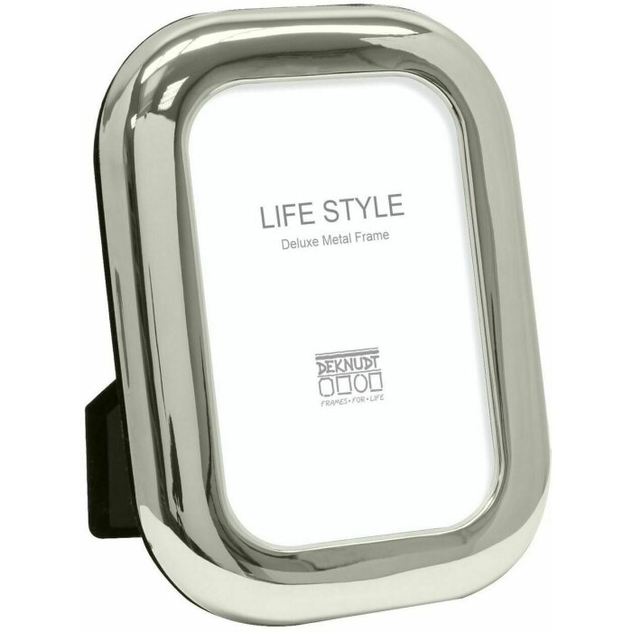 Deknudt S57MT1 Metalowa ramka błyszcząca srebrna 13x18 cm z przezroczystym szkłem i welurem