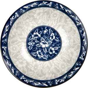 Clayre & Eef 6CEPS0001 Miska ceramiczna biało-niebieska Ø 21 cm 600 ml