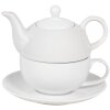 Clayre & Eef 6CETEFO0001 Zestaw do herbaty dla jednej osoby Biała ceramika w stylu wiejskim 350 ml 250 ml