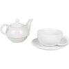 Clayre & Eef 6CETEFO0001 Zestaw do herbaty dla jednej osoby Biała ceramika w stylu wiejskim 350 ml 250 ml