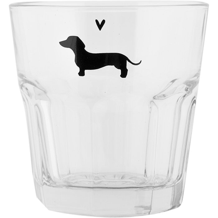 Clayre & Eef szklanka do picia PWSGL0006 z motywem jamnika 200 ml Ø 8x8 cm