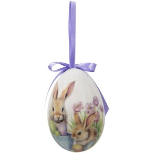 Clayre & Eef 65911 Zawieszka dekoracyjna na jajko zestaw 6 Ø 7x10 cm Wielkanocne motywy zwierzęce