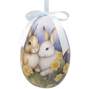 Clayre & Eef 65911 Zawieszka dekoracyjna na jajko zestaw 6 Ø 7x10 cm Wielkanocne motywy zwierzęce