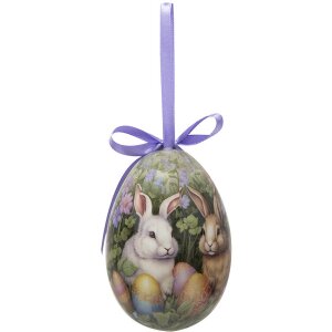 Clayre & Eef 65912 Zawieszka dekoracyjna zestaw 6 pastelowych jajek w stylu wiejskim Ø 7x10 cm