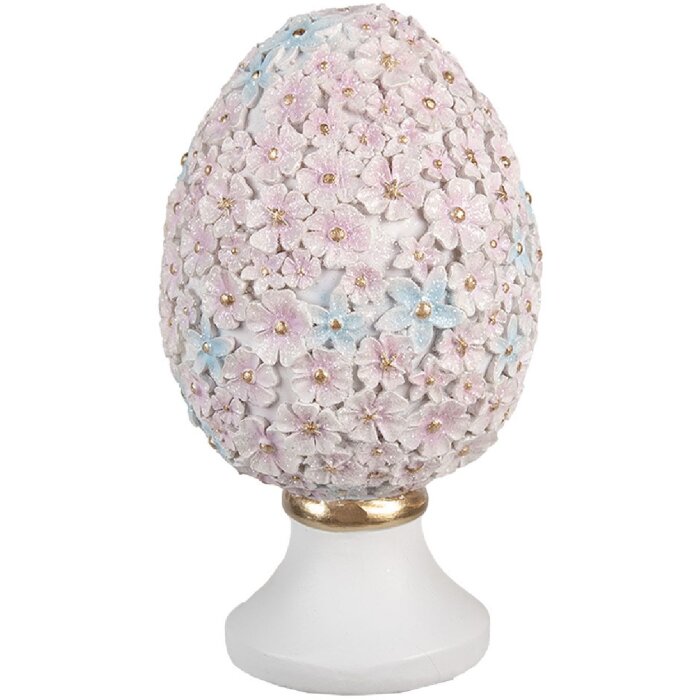 Clayre & Eef 6PR5191 Jajko dekoracyjne różowy niebieski biały Ø 10x18 cm styl wiejski polyresin