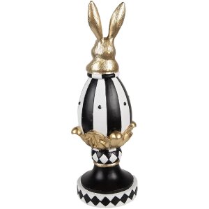 Clayre & Eef 6PR5192 Jajko dekoracyjne czarne białe złoto 13x12x34 cm polyresin