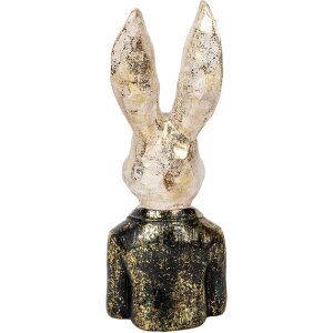 Clayre & Eef 6PR5488 Popiersie dekoracyjne Królik Biały Zielony 13x12x32 cm