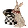 Clayre & Eef 6PR5492 Dekoracyjny królik z kapeluszem beżowo-czarny 25x16x23 cm