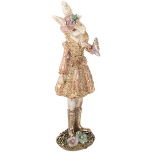 Clayre & Eef 6PR5507 Królik dekoracyjny beżowo-złoty 9x8x26 cm