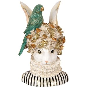 Clayre & Eef 6PR5089 Dekoracja Popiersie Królik Beżowy Zielony 23x21x35 cm