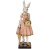 Clayre & Eef 6PR5138 Królik dekoracyjny biało-różowy 14x11x34 cm polyresin