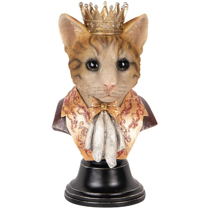 Clayre & Eef 6PR5107 Popiersie dekoracyjne Kot brązowo-beżowy 20x19x37 cm Styl wiejski