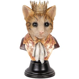 Clayre & Eef 6PR5107 Popiersie dekoracyjne Kot brązowo-beżowy 20x19x37 cm Styl wiejski