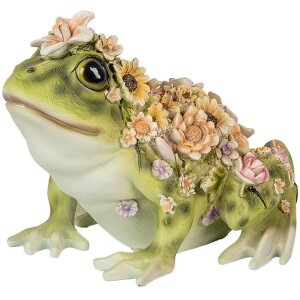 Clayre & Eef 6PR5109 Dekoracyjna żaba zielono-pomarańczowa 24x21x19 cm styl wiejski