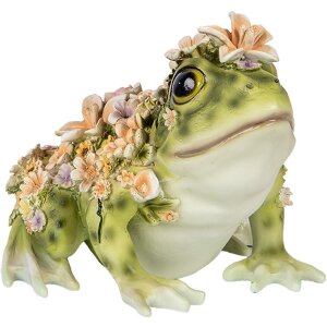 Clayre & Eef 6PR5109 Dekoracyjna żaba zielono-pomarańczowa 24x21x19 cm styl wiejski