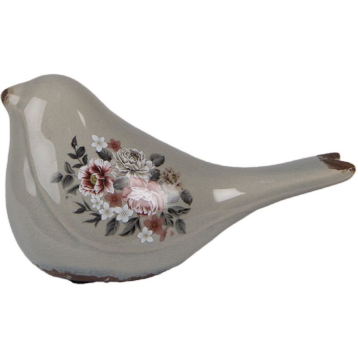 Clayre & Eef 6CE1969M Dekoracja Bird Grey Pink 21x9x11 cm