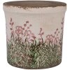 Clayre & Eef 6CE2017M Doniczka ceramiczna beżowo-zielona Ø 15x14 cm styl wiejski