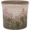 Clayre & Eef 6CE2017S Doniczka ceramiczna beżowo-zielona Ø 13x12 cm styl wiejski