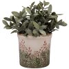 Clayre & Eef 6CE2017S Doniczka ceramiczna beżowo-zielona Ø 13x12 cm styl wiejski