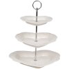 Clayre & Eef 6CE2048 Etażer ceramiczny biały Ø 26x31 cm Styl romantyczny