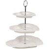 Clayre & Eef 6CE2048 Etażer ceramiczny biały Ø 26x31 cm Styl romantyczny