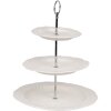 Clayre & Eef 6CE2049 Etażer ceramiczny biały Ø 26x31 cm Styl wiejski