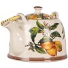 Clayre & Eef 6CETE0174 Czajniczek ceramiczny biały żółty 800 ml Retro