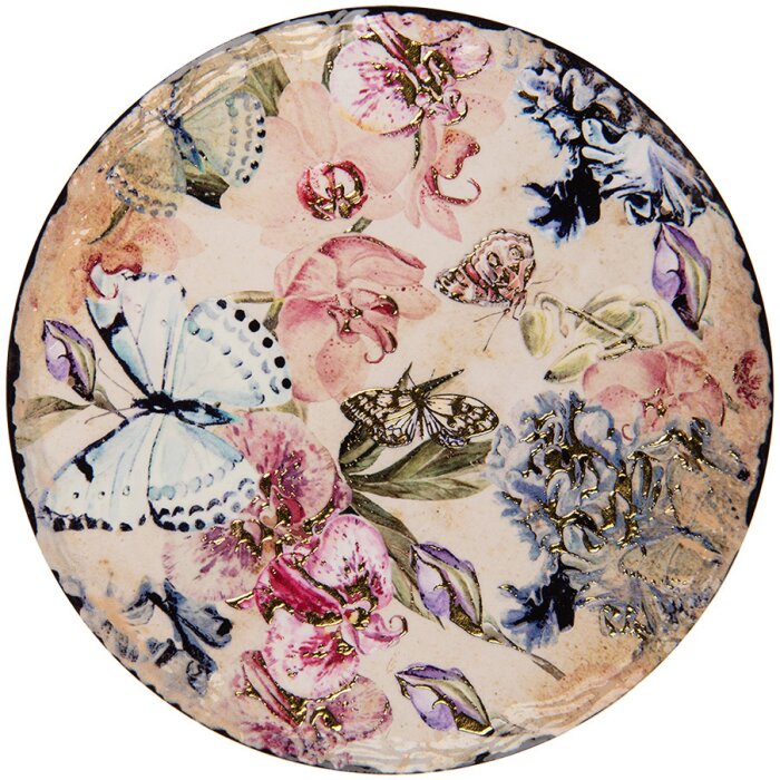Clayre & Eef 6CE2050 Mata ceramiczna beżowo-różowa Ø 16 cm Country House