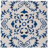 Clayre & Eef 6CE2053 Mata ceramiczna biało-niebieska 15x15 cm Retro