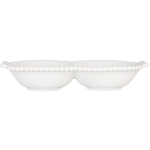 Clayre & Eef 6CEBO0202L Miska ceramiczna biała 25x7x3 cm styl wiejski