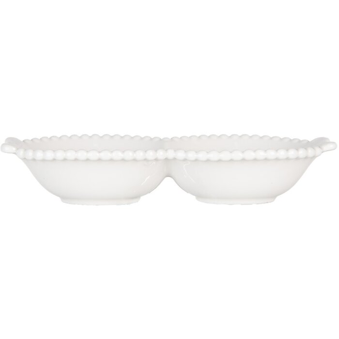 Clayre & Eef 6CEBO0202M Miska biała 18x7x3 cm 75 ml Ceramika w stylu wiejskim