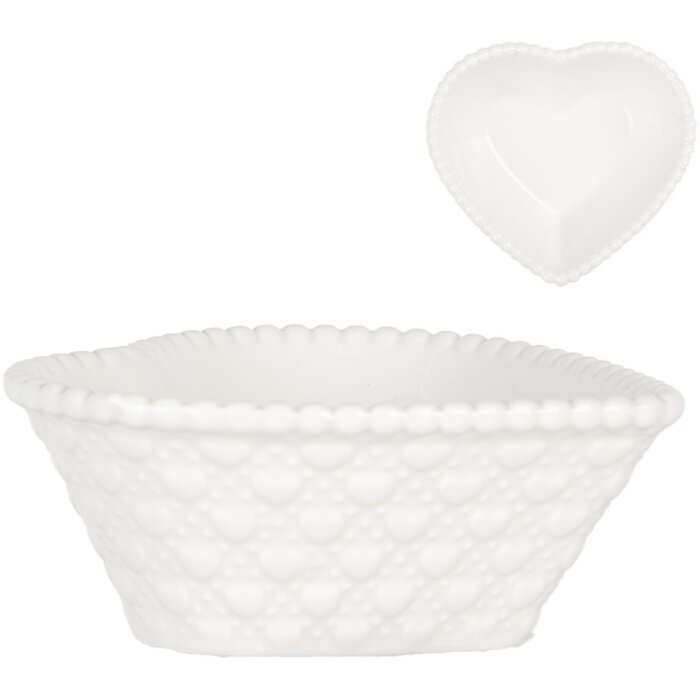 Clayre & Eef 6CEBO0203M Miska w kształcie serca biała 10x9x4 cm 75 ml
