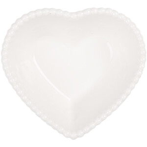 Clayre & Eef 6CEBO0203S Ceramiczna miska w kształcie serca 8x8x3 cm 25 ml biała