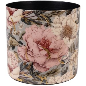 Clayre & Eef 65894 Doniczka Żelazo Szaro-różowa Ø 16x15 cm Romantyczny Design