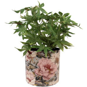 Clayre & Eef 65894 Doniczka Żelazo Szaro-różowa Ø 16x15 cm Romantyczny Design