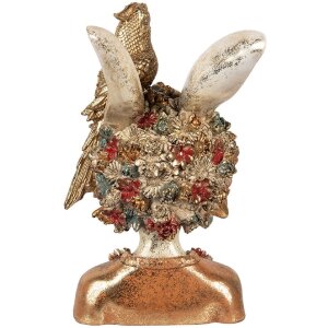 Clayre & Eef 6PR5090 Ozdoba Popiersie Królika Białe Złoto 22x22x34 cm